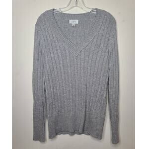 Ann Taylor Loft grey metallic wool rabbit hair blend sweater - large
